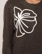 j&x Pulover clasic din lână decorat cu aplicație florală Newlona Maro