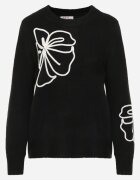 j&x Pulover clasic din lână decorat cu aplicație florală Newlona Negru