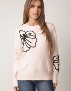 j&x Pulover clasic din lână decorat cu aplicație florală Newlona Roz deschis