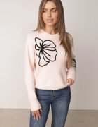 j&x Pulover clasic din lână decorat cu aplicație florală Newlona Roz deschis