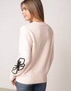 j&x Pulover clasic din lână decorat cu aplicație florală Newlona Roz deschis