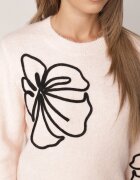 j&x Pulover clasic din lână decorat cu aplicație florală Newlona Roz deschis