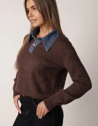 j&x Pulover cu guler din blugi și nasturi Tanlofi Maro