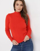 j&x Pulover cu guler înalt Portocaliu din Tricot Moale Agotona