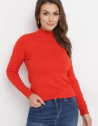 j&x Pulover cu guler înalt Portocaliu din Tricot Moale Agotona