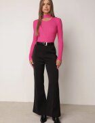 j&x Pulover cu guler înalt reiat din bumbac cu decupaj distinctiv în față Anwesa Fucsia