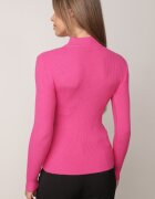 j&x Pulover cu guler înalt reiat din bumbac cu decupaj distinctiv în față Anwesa Fucsia