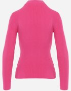 j&x Pulover cu guler înalt reiat din bumbac cu decupaj distinctiv în față Anwesa Fucsia