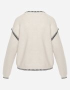 j&x Pulover cu lână bumbac și cusături decorative Mapeia Bej