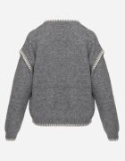 j&x Pulover cu lână bumbac și cusături decorative Mapeia Gri