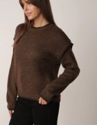 j&x Pulover cu lână bumbac și cusături decorative Mapeia Maro