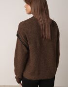 j&x Pulover cu lână bumbac și cusături decorative Mapeia Maro