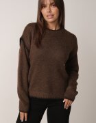 j&x Pulover cu lână bumbac și cusături decorative Mapeia Maro