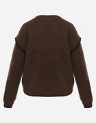 j&x Pulover cu lână bumbac și cusături decorative Mapeia Maro