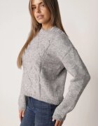 j&x Pulover cu lână bumbac și împletituri Cenalia Gri