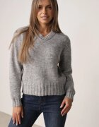 j&x Pulover cu lână cu decolteu în V și manșete rib Gleora Gri deschis