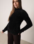 j&x Pulover cu lână cu guler înalt Seollio Negru