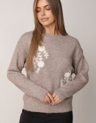 j&x Pulover cu lână de iarnă cu broderii cu model floral Kismetti Bej închis