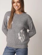 j&x Pulover cu lână de iarnă cu broderii cu model floral Kismetti Gri
