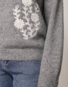 j&x Pulover cu lână de iarnă cu broderii cu model floral Kismetti Gri