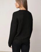 j&x Pulover cu lână de iarnă cu broderii cu model floral Kismetti Negru