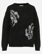 j&x Pulover cu lână de iarnă cu broderii cu model floral Kismetti Negru