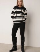 j&x Pulover cu lână și bumbac în dungi cu croială dreaptă cu glugă Tolanda Negru