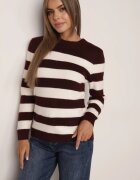 j&x Pulover cu lână și bumbac în dungi orizontale Feliozna Crem cu Alb cu bordo