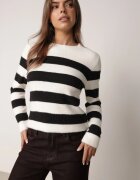 j&x Pulover cu lână și bumbac în dungi orizontale Feliozna Crem cu negru