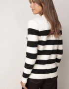 j&x Pulover cu lână și bumbac în dungi orizontale Feliozna Crem cu negru