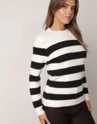 j&x Pulover cu lână și bumbac în dungi orizontale Feliozna Crem cu negru