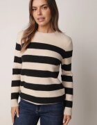 j&x Pulover cu lână și bumbac în dungi orizontale Feliozna Crem cu Negru cu bej