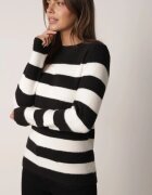 j&x Pulover cu lână și bumbac în dungi orizontale Feliozna Negru cu crem