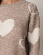 j&x Pulover de iarnă cu adaos de lână cu inimi decorative Brilma Bej