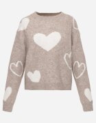 j&x Pulover de iarnă cu adaos de lână cu inimi decorative Brilma Bej