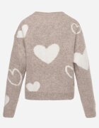 j&x Pulover de iarnă cu adaos de lână cu inimi decorative Brilma Bej