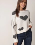 j&x Pulover de iarnă cu adaos de lână cu inimi decorative Brilma Bej deschis