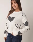 j&x Pulover de iarnă cu adaos de lână cu inimi decorative Brilma Bej deschis