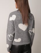 j&x Pulover de iarnă cu adaos de lână cu inimi decorative Brilma Gri
