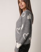 j&x Pulover de iarnă cu adaos de lână cu inimi decorative Brilma Gri