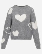 j&x Pulover de iarnă cu adaos de lână cu inimi decorative Brilma Gri