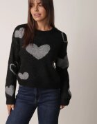 j&x Pulover de iarnă cu adaos de lână cu inimi decorative Brilma Negru