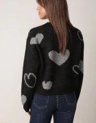 j&x Pulover de iarnă cu adaos de lână cu inimi decorative Brilma Negru