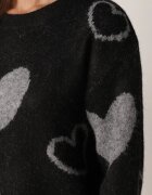 j&x Pulover de iarnă cu adaos de lână cu inimi decorative Brilma Negru