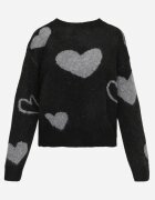 j&x Pulover de iarnă cu adaos de lână cu inimi decorative Brilma Negru