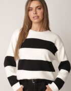 j&x Pulover de iarnă cu adaos de lână în dungi Tiborlena Bej deschis