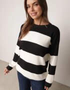 j&x Pulover de iarnă cu adaos de lână în dungi Tiborlena Negru