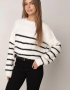 j&x Pulover de iarnă cu dungi croială lejeră cu lână Oradna Bej deschis