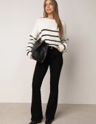 j&x Pulover de iarnă cu dungi croială lejeră cu lână Oradna Bej deschis