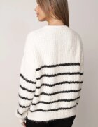 j&x Pulover de iarnă cu dungi croială lejeră cu lână Oradna Bej deschis